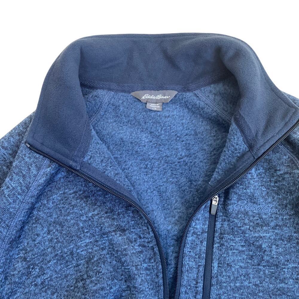 Eddie Bauer Mens Sz L NWT Radiator Sweater Fleece 1/4 Shady Blue Heathered Blue - Picture 5 of 15